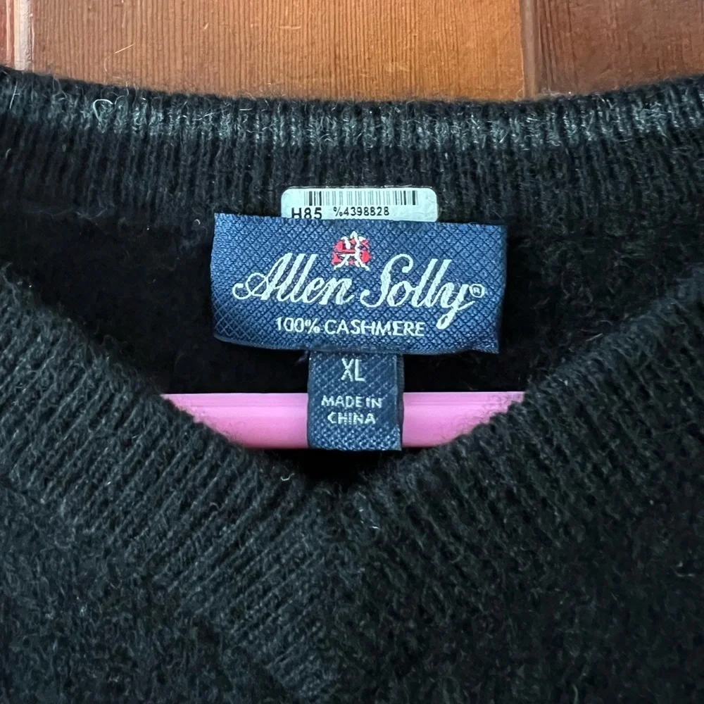 Allen Solly 100% Cashmere Black V-Neck Sweater XL | Classic Luxury Knit